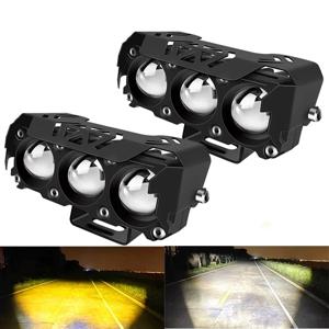 오토바이 LED 스포트라이트 자동차 트럭에 대 한 듀얼 컬러 하이/로우 빔 안개 램프 SUV UTV 12V 24VMini 렌즈 헤드 라이트 운전 빛