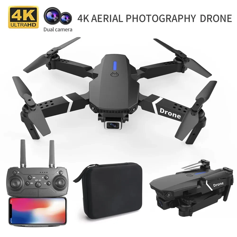 전문 드론 E88 4K 광각 HD 1080P 카메라 WiFi FPV 높이 접이식 RC 드론 Quadrotor 헬리콥터 어린이 장난감을 잡아
