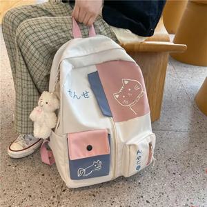 수백 명의 간단한 중학생 책가방 대용량 초등학생 책가방 귀여운 고양이 무늬
