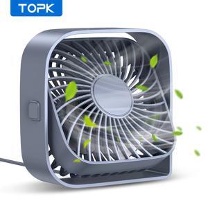 TOPK 미니 휴대용 팬, USB 책상 팬 테이블, 조용한 3단 바람 개인 팬 360 ° 방 캠핑 홈을 위한 회전식 헤드 스탠딩 팬