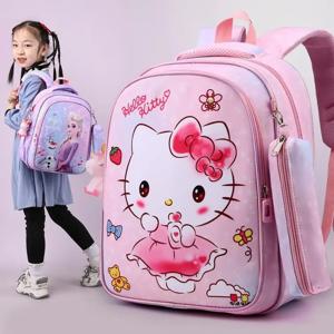 핑크 러블리 MINISO 헬로 키티 배낭 어린이 다기능 경량 기본 공주 학교 가방 학생 배낭