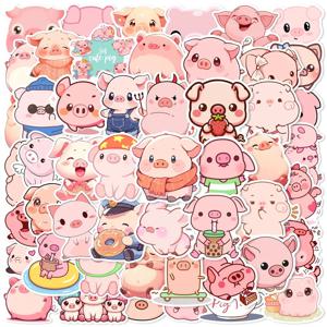 10/30/50PCS Kawaii 핑크 돼지 PVC 스티커 미적 DIY 장식 Scrapbooking 편지지 어린이를위한 손 회계 용품