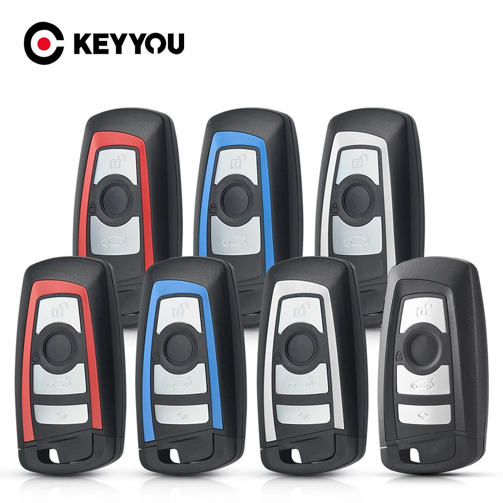 KEYYOU 3/4 버튼 BMW CAS4 F 3 5 7 시리즈 F10 F20 F30 F40 X5 E92 E90 키 케이스 교체 커버 용 원격 스마트 자동차 키 쉘