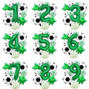 1 세트 헬륨 호일 글로브 축구 풍선 생일 파티 장식 어린이 소년 32 인치 녹색 번호 공 축구 스포츠 용품