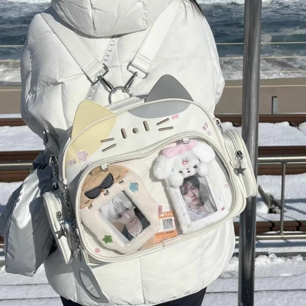 패션 대학 스타일 여성 작은 Ita 가방 고양이 배낭 여성용 가죽 캐주얼 로리타 Jk 하라주쿠 숄더 백
