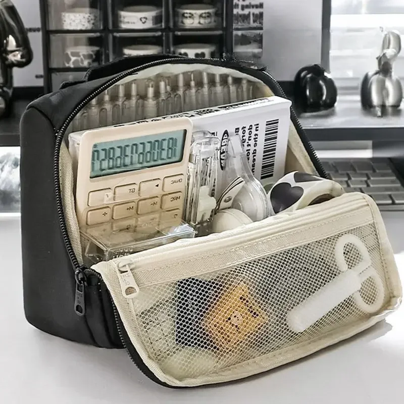 1PC 고급스러운 대용량 연필 케이스 간단한 편지지 상자 학생 문구 가방 보관 가방 사무용품 용품