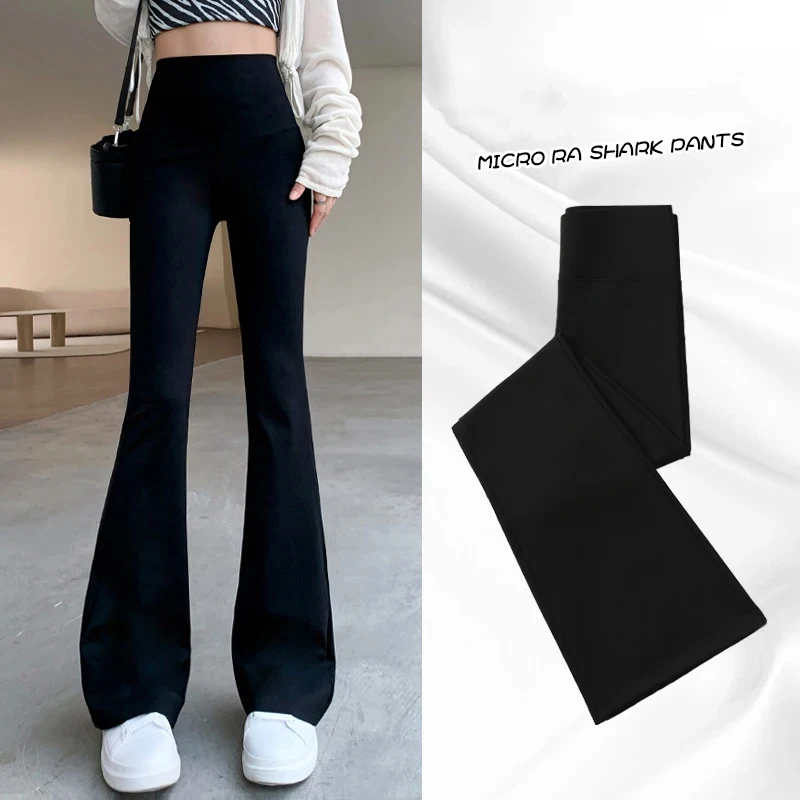 여성 플레어 바지 슬림 하이 웨이스트 솔리드 섹시한 상어 플레어 바지 패션 캐주얼 streetwear 탄성 엉덩이 리프트 스키니 레깅스