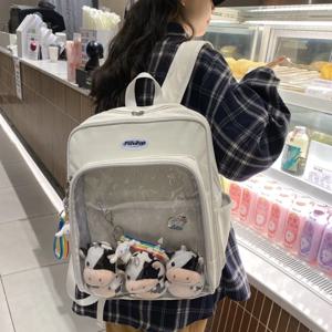 일본식 Itabag 학생 숄더 백 Schoolbag 튜터링 가방 투명 PVC 배지 배낭 DIY Labubu 인형 디스플레이 가방