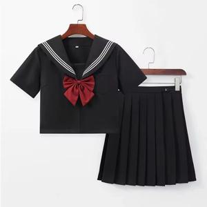 일본 교복 학생 플러스 사이즈 S-5xl 학생 소녀 코스튬, 귀여운 여성 섹시 JK 세트 세일러 블라우스, 플리츠 스커트 세트