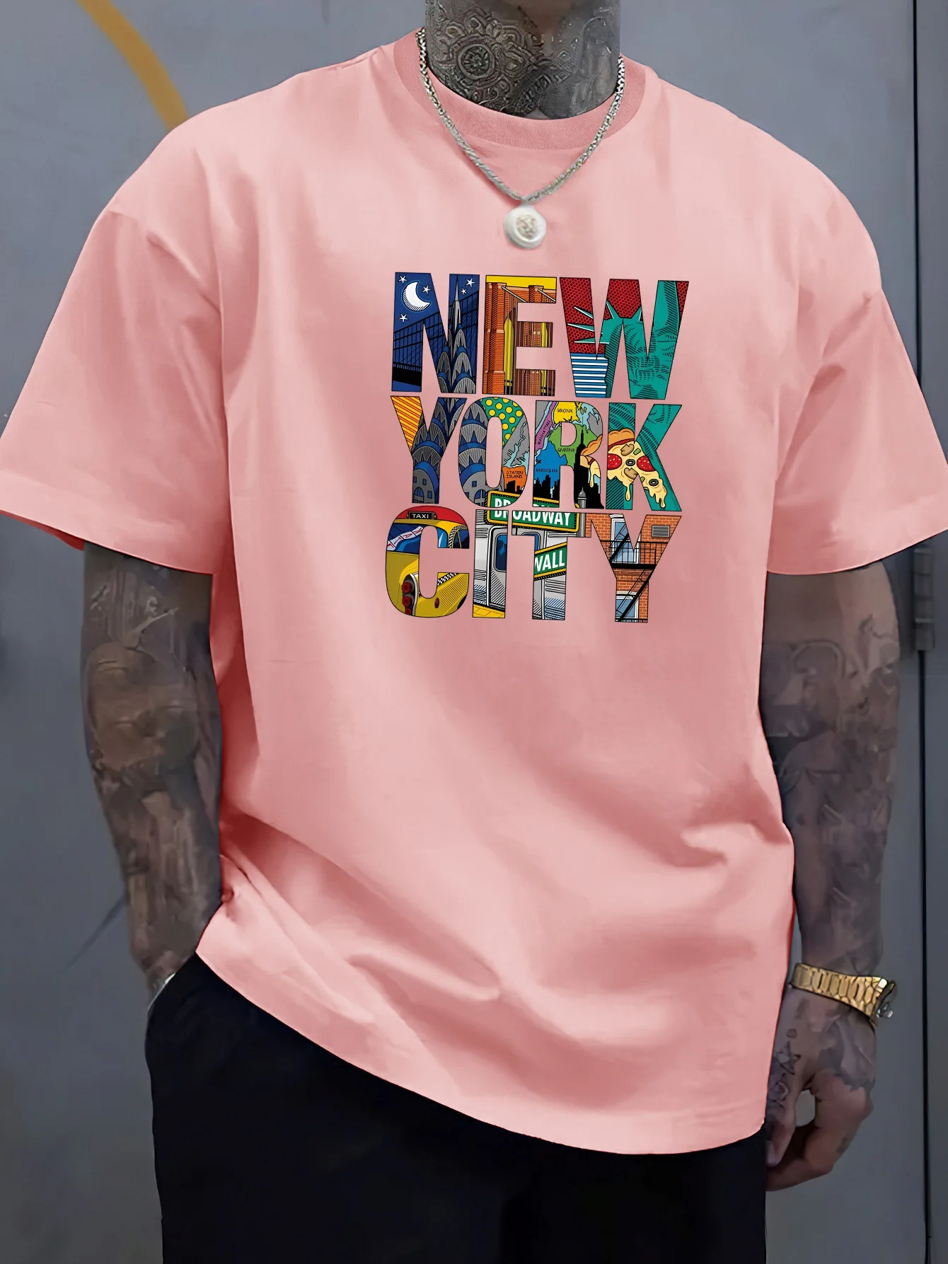 여름 남성 100% 코튼 편안한 캐주얼 루즈 플러스 사이즈 NEW YORK CITY 프린트 스포츠 라운드 넥 반팔 티셔츠 탑