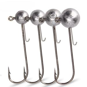 5g 7g 10g 지그 헤드 낚시 후크 긴 생크 라운드 볼 높은 탄소강 긴 소프트 루어 웜 Accessorie 4pcs