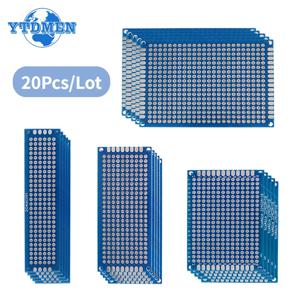 20PCS 양면 PCB 보드 2X8 3X7 4X6 5X7cm PCB 프로토 타입 보드 키트 DIY 납땜 프로젝트 용 인쇄 회로 범용