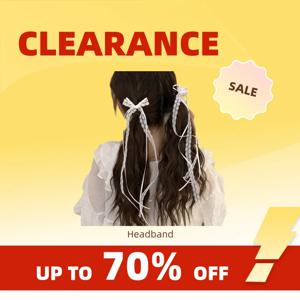 Clearance_Women 여자 레이스 보우 리본 헤어 클립 러블리 머리 장식 사우나 밴드 헤어 액세서리 장식 새로운 사우나 착용 2pcs_Contin