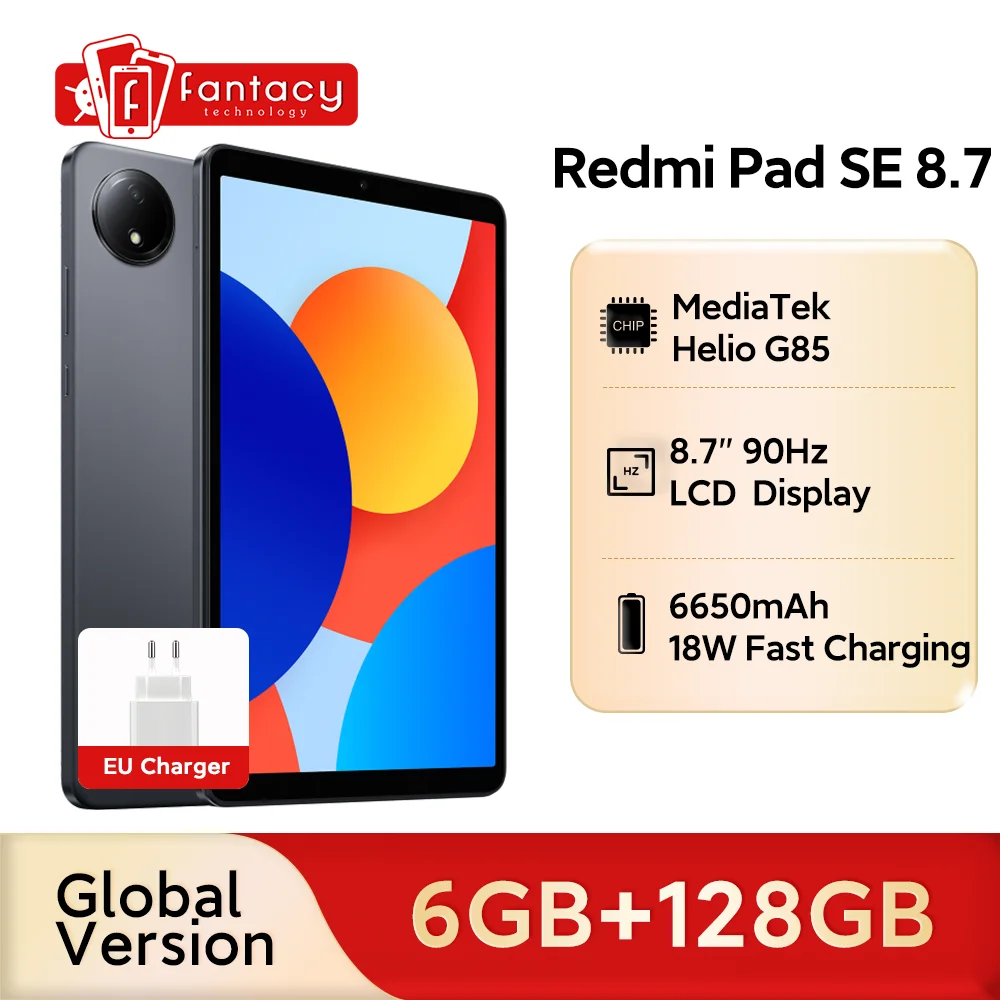 정품 샤오미 레드미 패드 SE 8.7, 64GB, 128GB, MediaTek Helio G85, 90HZ, 8.7 인치 화면, 6650mAh, 안드로이드 U 글로벌 버전 태블릿 미 패드