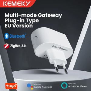 KEMEK Tuya ZigBee 게이트웨이 허브 플러그인 유형 다중 모드 ZigBee 게이트웨이 브리지 Bluetooth 메시 허브는 스마트 홈 자동화를 지원합니다.