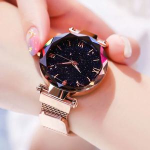 Reloj Mujer 패션 별이 빛나는 하늘 여성용 시계 자석 버클 메쉬 벨트 다이아몬드 쿼츠 시계 여성 드레스 시계 Relogio Feminino