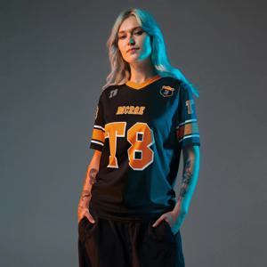 남녀공용 운동복 V넥 루즈한 오버사이즈 통기성 티셔츠, T8 Mcrae X Lando 축구 저지, 용수철 여름, 2025 신상