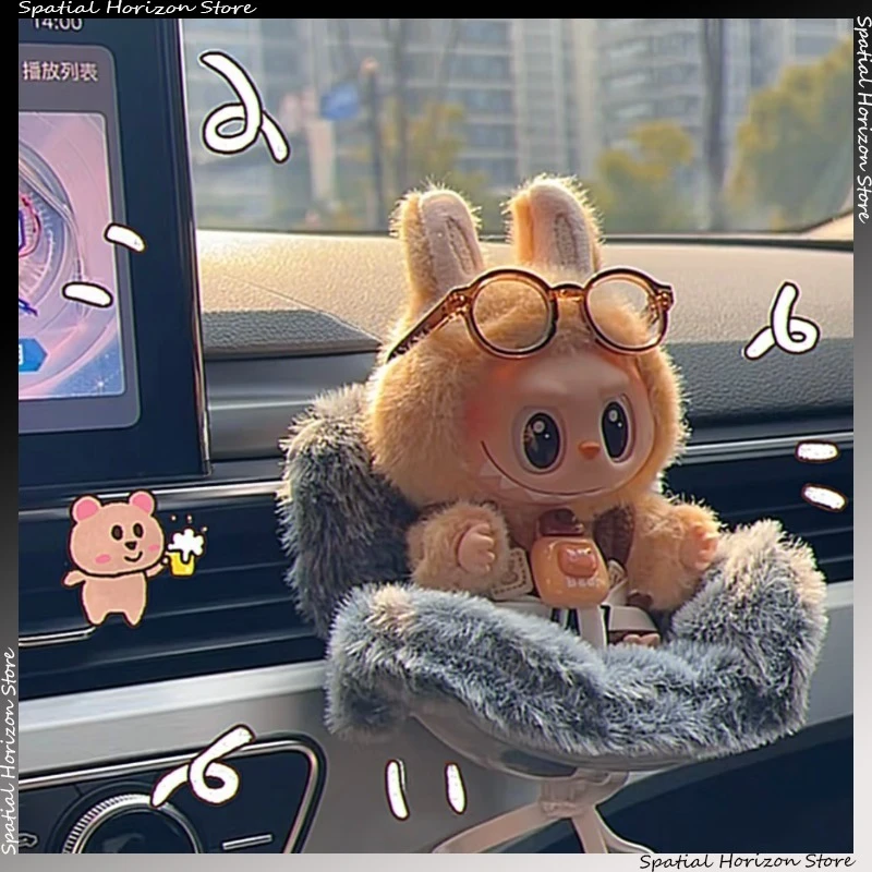 미니 플러시 안전 좌석 Kawaii Labubu 아이돌 Kpop 인형 디스플레이 좌석 자동차 공기 Aromatreatment 장식 액세서리