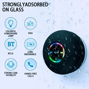 LED IPX4 방수 무선 블루투스 스피커 미니 휴대용 스피커 야외 욕실 대형 흡입 컵 스테레오 스피커 상자