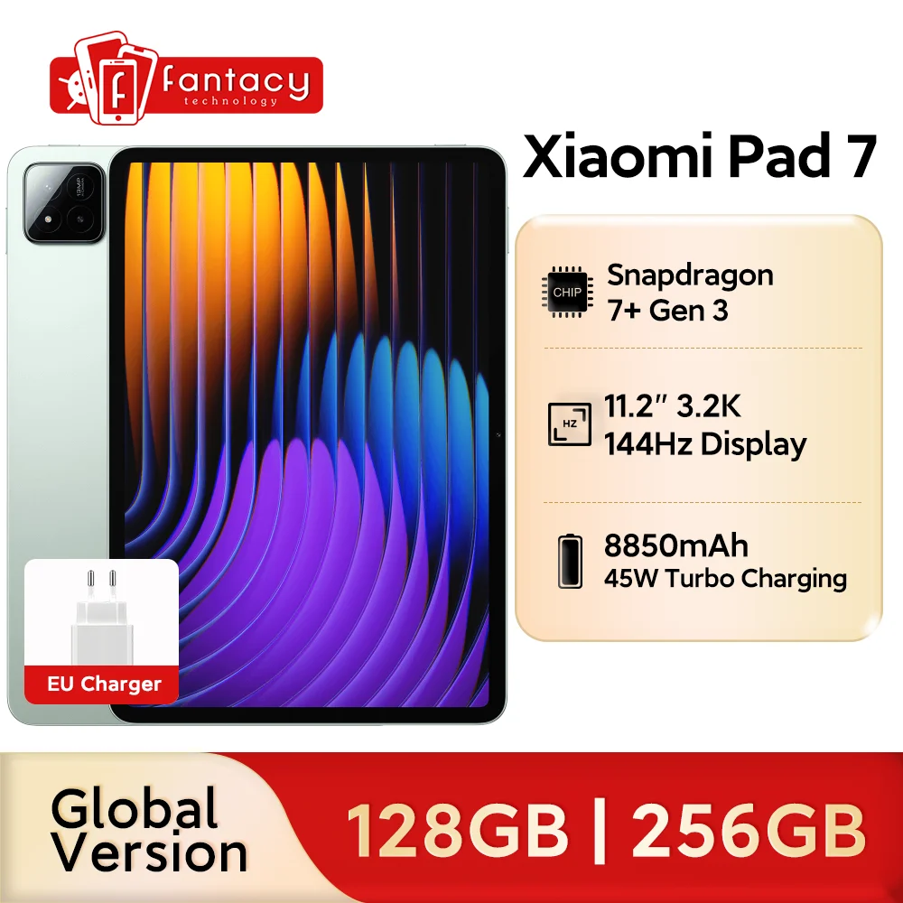 Globel 버전 Xiaomi Pad 7 8850mAh 배터리 144Hz 11.2'' 화면 쿼드 스피커 태블릿 45W 터보 충전 Dolby Visione