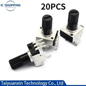 20PCS 가변 저항 전위차계 RV09 1K 2K 5K 10K 20K 50K 100K 102 202 502 103 203 503 수직 12.5mm 핸들 길이