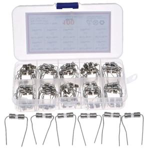 100pcs 10 값 3.6*10mm 250V 이중 철 캡 축 느린 유리 퓨즈 키트 상자 리드 와이어 0.5A 1A 2A 3A 3.15A 4A 5A 6.3A 8A 10A
