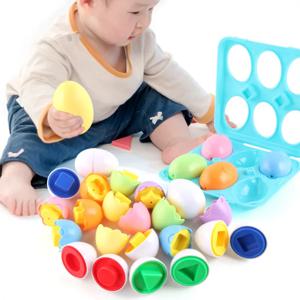 6Pcs 아기 스마트 계란 몬테소리 교육 완구 어린이를위한 색상 모양 일치 유아 지능형 학습 2-4Y 인식