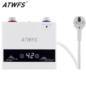 ATWFS 인스턴트 온수기 220V 4000W 욕실 온수 샤워 및 가정용 주방 난방을위한 휴대용 전기 히터
