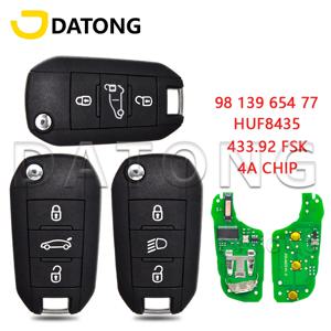 Datong World 자동차 원격 키 푸조 208 2008 308 508 시트로엥 C3 C4 C5 4A AES 칩 433.92FSK 교체 플립 스마트 컨트롤