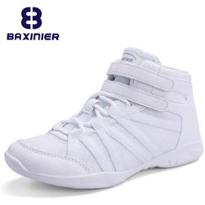 BAXINIER Girls White High Top 치어 리더 신발 경량 청소년 응원 경쟁 운동화 키즈 트레이닝 댄스 테니스 신발