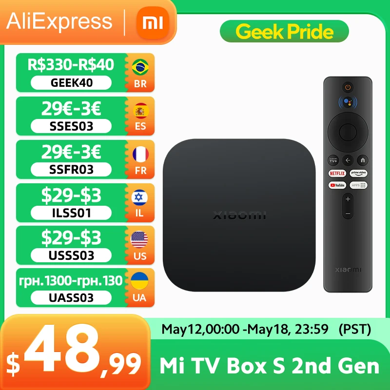 글로벌 버전 Xiaomi Mi TV Box S 2세대 4K Ultra HD BT5.2 2GB 8GB Google TV Google Assistant 스마트 TV 박스