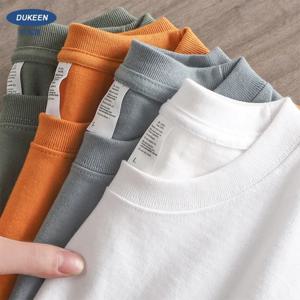 Dukeen 280gsm 남성용 오버 사이즈 헤비급 티셔츠 여름 짧은 소매 티 100% 코튼 플레인 탑 캐주얼 남성 의류 9.9oz