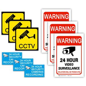 4/8PCS 경고 스티커 24 시간 비디오 감시 보안 카메라 알람 스티커 CCTV 비디오 경고 테이프 홈 스토어 학교 등