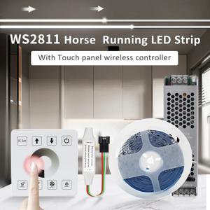 20M 15M 5M 10M 흐르는 물 흐르는 LED 스트립 빛 DC24 WS2811 SMD2835 경마 픽셀 주소 지정 가능 유연한 선형 램프 세트