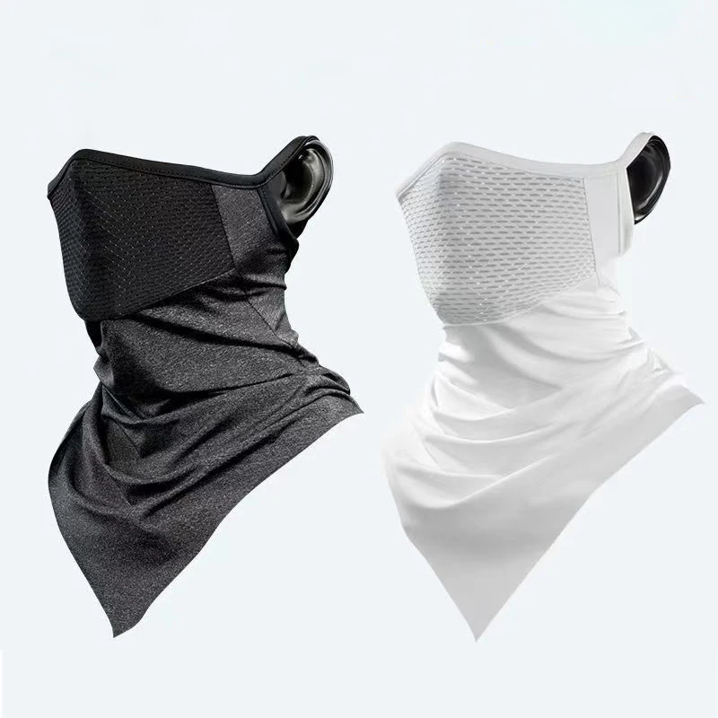 여름 남성 마스크 풀 페이스 자전거 Neckerchief 사이클링 두건 UV 보호 마스크 통기성 얼음 실크 야외 교수형 귀 스카프