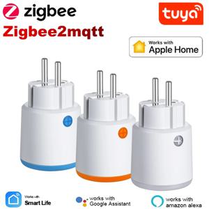 Homekit 스마트 Zigbee 전원 플러그 16A EU 콘센트 3680W 미터 원격 제어 Zigbee2mqttt와 함께 작동