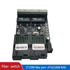 광섬유 이더넷 스위치 미디어 컨버터 싱글 모드 4 RJ45 및 2 SC 광섬유 포트 10/100M PCBA 2F4E