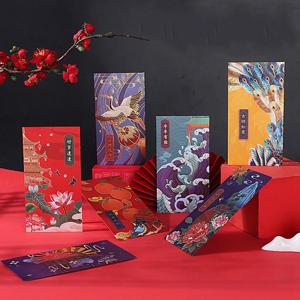 행운의 돈 축복 크레인 봄 축제 장식, 빨간 주머니, 빨간 봉투, 축복 주머니, 중국 새해, 6 개