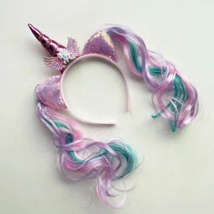유니콘 생일 소녀 머리띠 베이비 샤워 파티 귀여운 어린이 헤어 후프 Hairbands 액세서리 유니콘 생일 파티 장식 모자를 쓰고 있죠