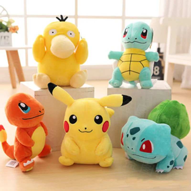 포켓몬 피카추 봉제 인형 장난감 애니메이션 카와이 Squirtle Charmander Bulbasaur 인형 장난감 만화 어린이 생일 크리스마스 선물