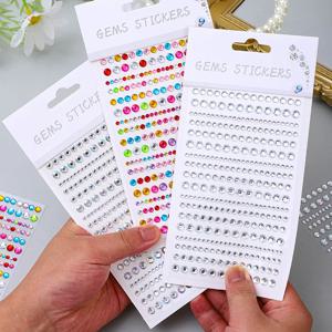 음악 축제 파티 얼굴 보석 장식 라인 석 크리스탈 어린이 장난감 DIY 다이아몬드 스티커 아이 메이크업 자기 접착 네일 Sti