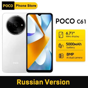 【러시아어 버전】POCO C61 스마트폰 64GB/128GB MediaTek Helio G36 5000mAh 8MP 카메라 6.71인치 90Hz DotDrop 디스플레이