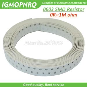 100pcs 0603 SMD 1/8W 칩 저항 저항 0 옴 - 10M 옴 0R 4.7R 100R 200R 220R 1K 4.7K 4K7 10K 100K 200K 220K 저항