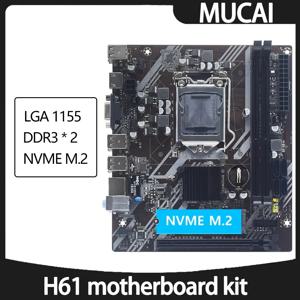 Intel Core CPU 2세대 및 3세대와 호환되는 MUCAI H61 마더보드 LGA 1155 키트는 M.2 NVME SDD를 지원합니다.