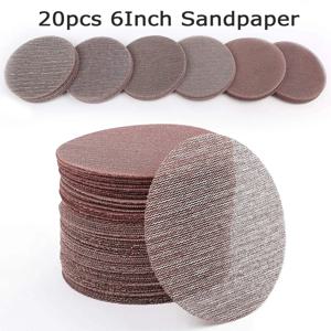 20PCS 6 인치 샌딩 디스크 80 100 120 180 240 320 그릿 메쉬 연마 먼지없는 사포 자동차 목공 용 구색-후크