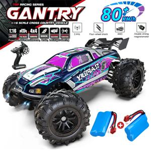 1:16 80km/h LED 조명이 장착된 브러시리스 RC 드리프트 카 4WD 전기 고속 레이싱 원격 제어 몬스터 트럭 어린이 성인용