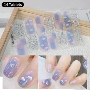 DIY 베이킹 프리 네일 스티커 오래 지속되는 솔리드 컬러 신선한 꽃 크리스마스 가을 네일 스트립 패치 슬라이더 풀 커버 데칼