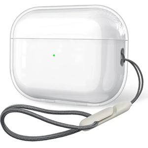 Airpods Pro 2 2세대 에어 포드 4 3 2 1 3rd 2024 Gen 커버 액세서리용 끈 스트랩이 있는 투명 소프트 TPU 이어폰 케이스