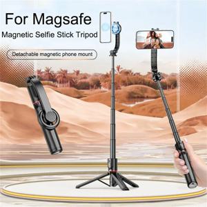 Magsafe IPhone 15 Android Monopod 용 Bluetooth 무선 리모콘이있는 자기 미니 확장형 Selfie 스틱 삼각대 홀더 스탠드