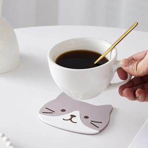 고양이 귀여운 컵 쿠션 제조 업체 직접 판매 PVC 미끄럼 방지 및 화상 방지 그릇 쿠션, 실리콘 차 컵 절연 쿠션